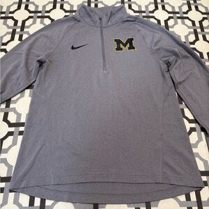 Nike Dri-FIT Gray Quarter-Zip with University of Michigan Logo